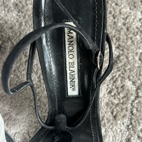 Manolo Blahnik black suede and velvet button shoes size 40.5/10 - Picture 1 of 4